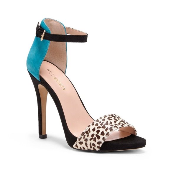 SOLE SOCIETY Sheila Ankle Strap Leather Heels - Picture 1 of 11